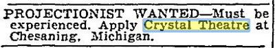 Crystal Theater - Aug 1942 Help Wanted